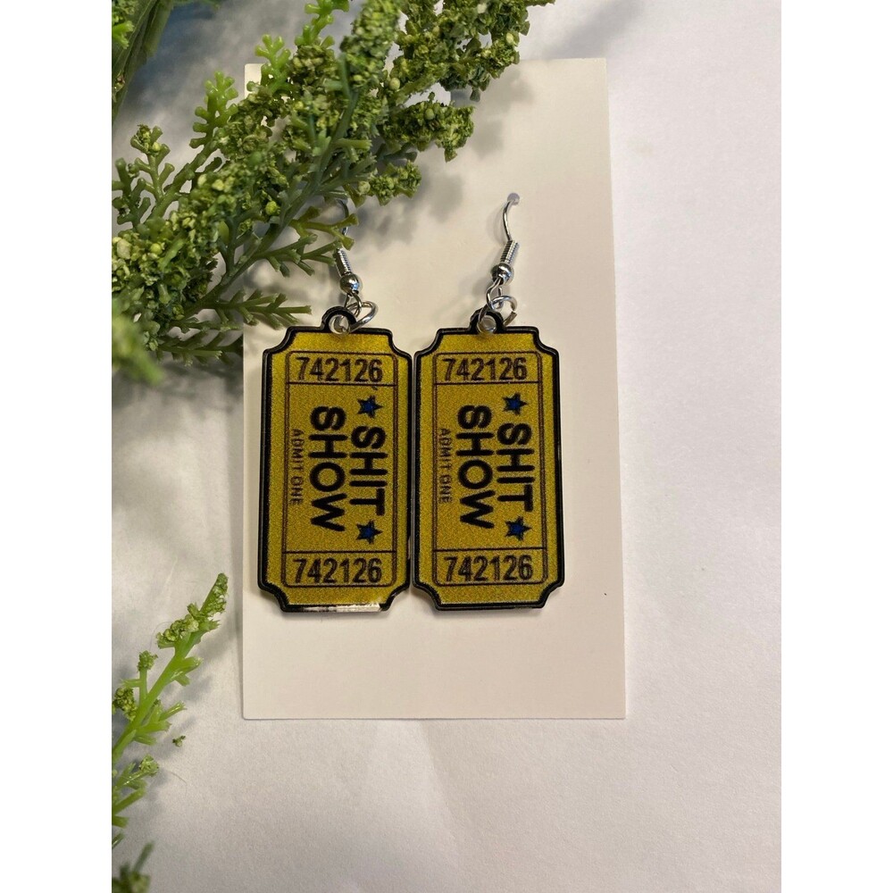 Earrings “Shi!! Show” Whimsical Humorous Funny Saying Statement Jewelry - Picture 1 of 5